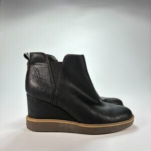 Dr. Scholl's Johnnie Black High Top Leather Wedge Ankle Booties Women's Size 6 M
